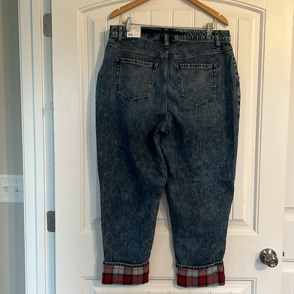 Lane Bryant Boyfriend Fit Jean With Plaid Cuff Size 14 - Picture 6 of 9